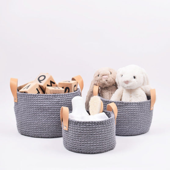Ribbon Mand met Leder Handvat in 3 Maten
3