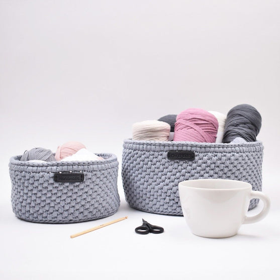 Ribbon manden met ronde leren bodem – Klassiek
4