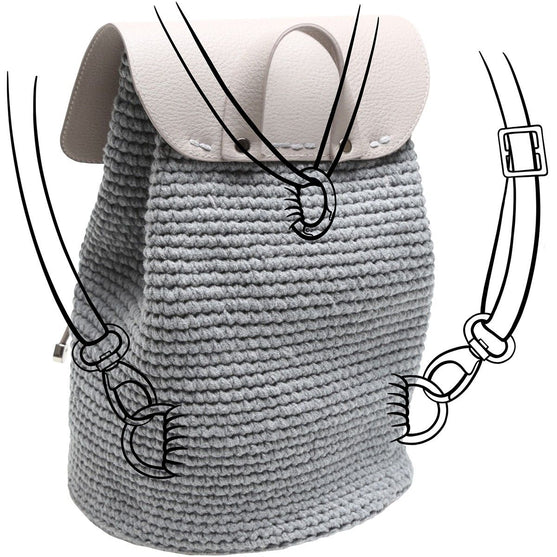 Tas Flap met magnetische knoop - Black/Silver - Go Handmade
8