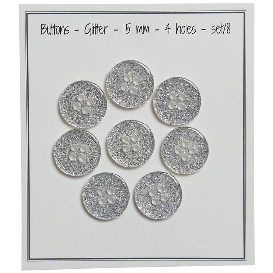 Glitter Knopen - Zilver - Meerdere maten - Go Handmade
6