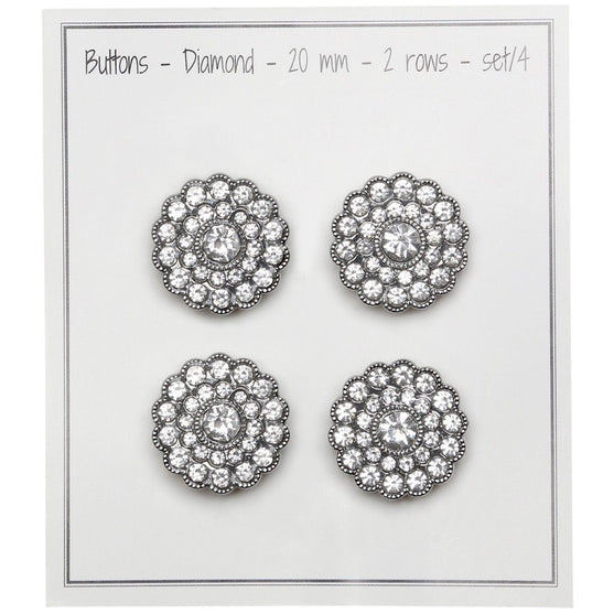 Bling Knopen - Kleine steentjes - Zilver - 4 stk. - Go Handmade
3