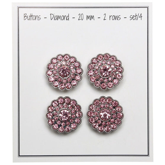 Bling Knopen - Kleine steentjes - Pink - 4 stk. - Go Handmade
2