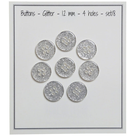 Glitter Knopen - Zilver - Meerdere maten - Go Handmade
11
