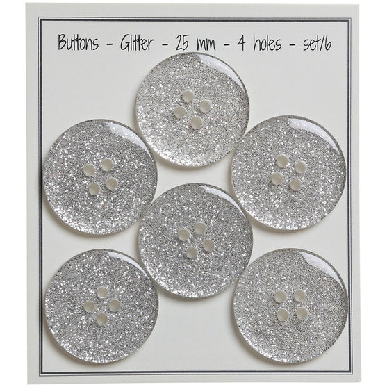 Glitter Knopen - Zilver - Meerdere maten - Go Handmade
14