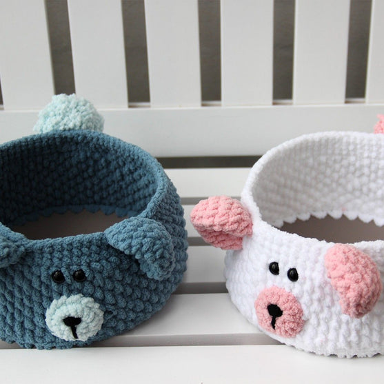 Teddy Basket met PU lederen basis
6
