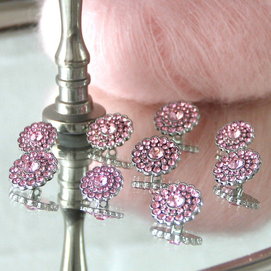 Bling Knopen - Kleine steentjes - Pink - 4 stk. - Go Handmade
5