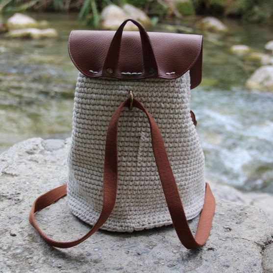Tas Flap met magnetische knoop - Bruin/Brons - Go Handmade
3