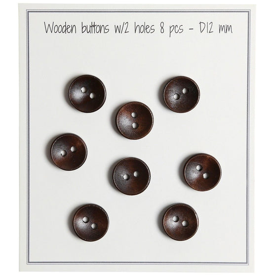 Diepe houten knopen - Donker - 8 stuks - Go Handmade
3