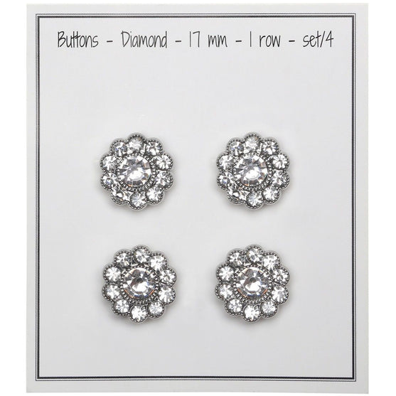 Bling Knopen - Grote stenen - Zilver - 4 stk. - Go Handmade
2