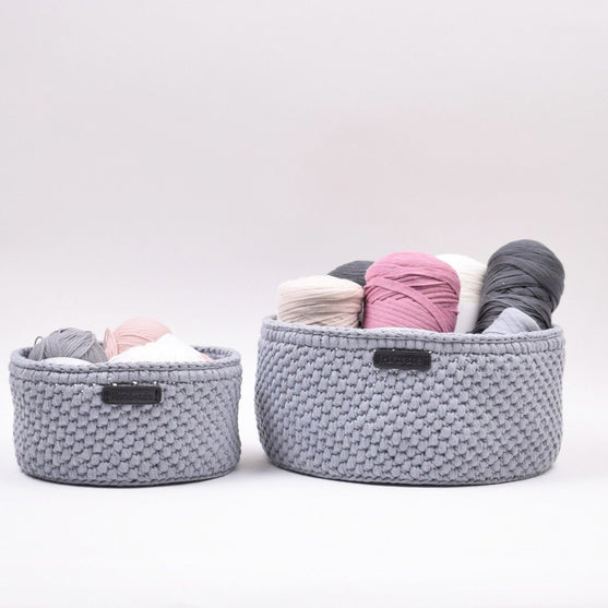Ribbon manden met ronde leren bodem – Klassiek
2