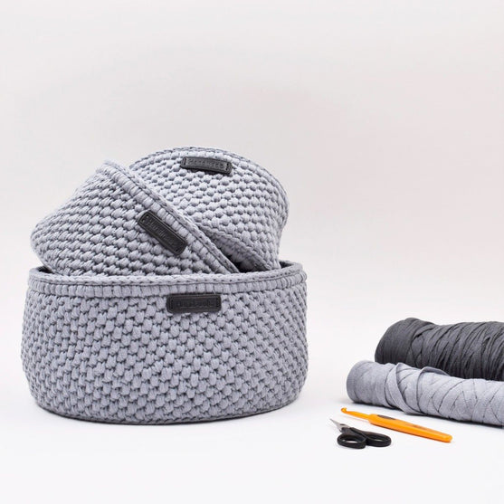 Ribbon manden met ronde leren bodem – Klassiek
3