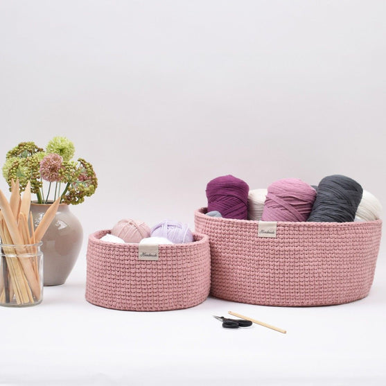 Ribbon Mand met ronde leren bodem – Knit Stitch
2