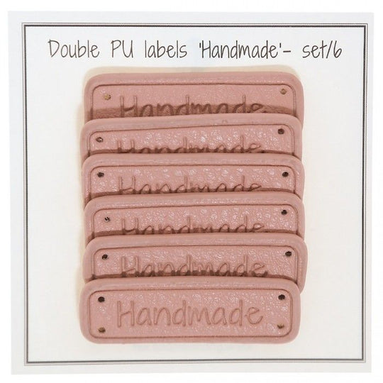 PU-leer label ''Handmade'' 5 x 1,5 cm - Go Handmade