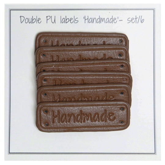 PU-leer label ''Handmade'' 5 x 1,5 cm - Go Handmade