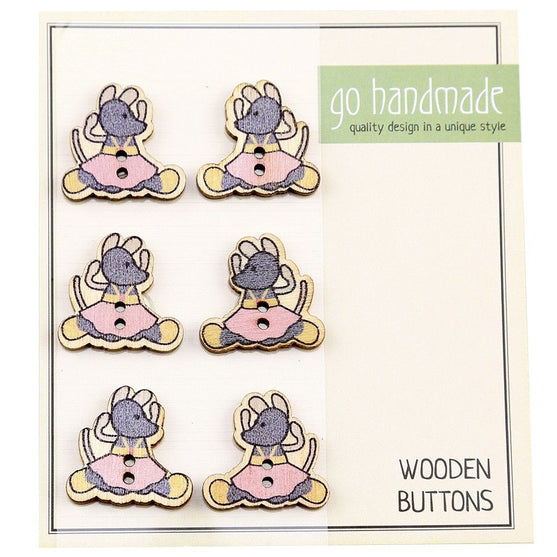

Houten knopen - Muis Ella - 6 stuks, 20 mm - Go Handmade
1