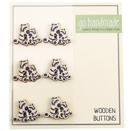 

Houten knopen - Zebras Paul & Peter - 6 stuks, 20 mm - Go Handmade
1