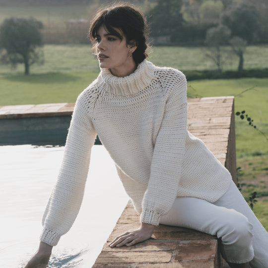 6183-40 Gehaakte coltrui met raglanmouw