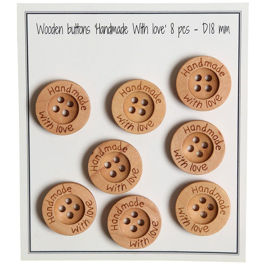 Houten knopen - Handmade with Love - 18 mm - Go Handmade