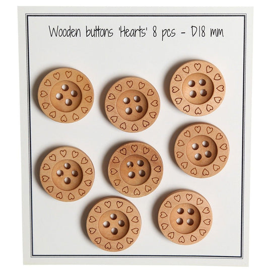 Houten knopen - Harten - 18 mm - Go Handmade
