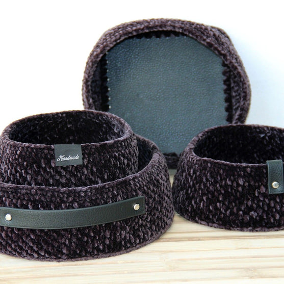 

Moss Stitch Manden met PU-leerbundel - universele
1