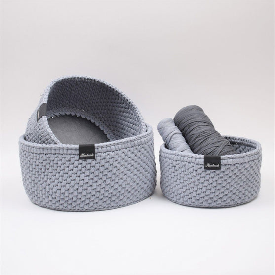

Ribbon manden met ronde leren bodem – Klassiek
1