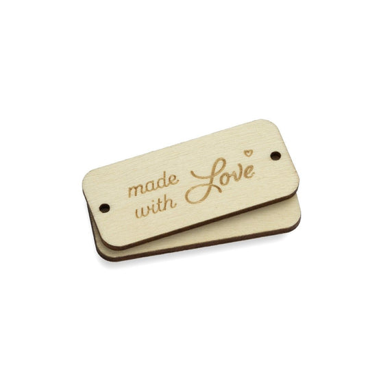 Houten labels - Made With Love - Hobbii